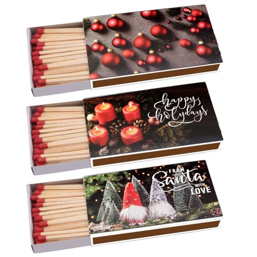 Kaminhölzer Weihnachten Traditional Christmas Kaminstreichholz 100mm Streichhölzer Kaminanzünder Zigarrenstreichhölzer Zündhölzer für Zigarre Pfeife Kamin Grill Kerze Lange Brenndauer (3 Packungen) von Sepilo