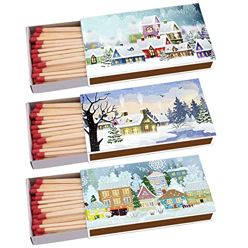 Kaminhölzer Winterdorf Kaminstreichholz Zigarrenhölzer Pfeifenhölzer 100mm Streichhölzer Kaminanzünder Zündhölzer Zigarre Pfeife Kamin Grill Kerze Grillanzünder Lange Brenndauer (3 Packungen) von Sepilo