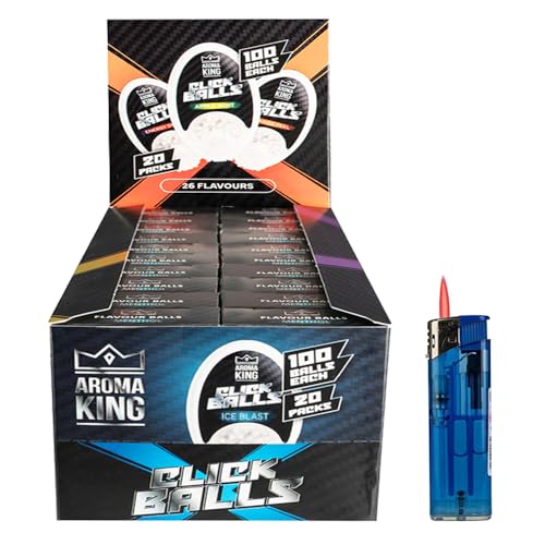 Sepilo 20x Premium Aroma Kapseln 100er Packung | DIY Filter für unvergesslichen Flavour Geschmack | inkl. Box zur Aufbewahrung der aromatischen Click Kugeln inkl. Feuerzeug (Ice Blast) von Sepilo