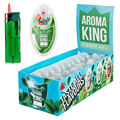 Sepilo 20x Premium Aroma Kapseln 100er Packung | DIY Filter für unvergesslichen Flavour Geschmack | inkl. Box zur Aufbewahrung der aromatischen Click Kugeln inkl. Feuerzeug (Mint) von Sepilo