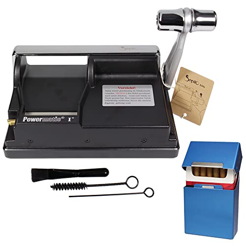 Sepilo Powermatic 1 Plus Elite Zigarettenstopfmaschine inkl. 1x Alu Zigarettenbox Stopfmaschine der Extraklasse inkl. Zubehör Zigarettenstopfer I Zigarettenmaschine (Blau) von Sepilo