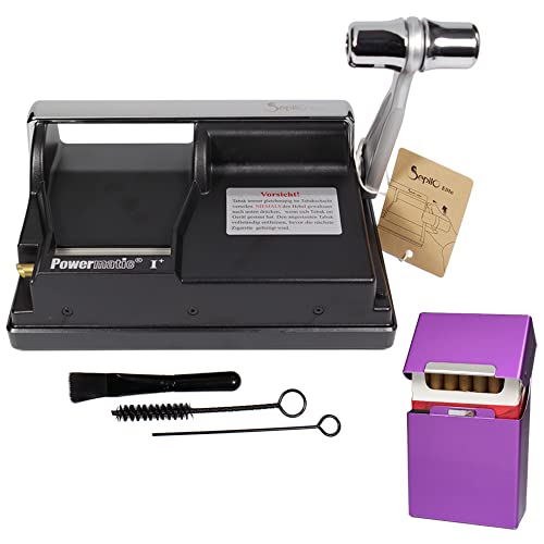 Sepilo Powermatic 1 Plus Elite Zigarettenstopfmaschine inkl. 1x Alu Zigarettenbox Stopfmaschine der Extraklasse inkl. Zubehör Zigarettenstopfer I Zigarettenmaschine (Lila) von Sepilo