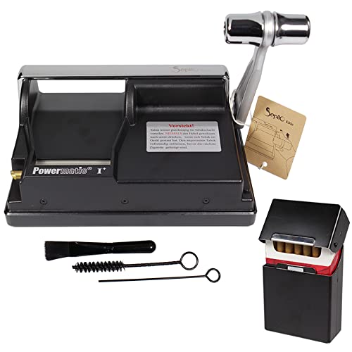 Sepilo Powermatic 1 Plus Elite Zigarettenstopfmaschine inkl. 1x Alu Zigarettenbox Stopfmaschine der Extraklasse inkl. Zubehör Zigarettenstopfer I Zigarettenmaschine (Schwarz) von Sepilo