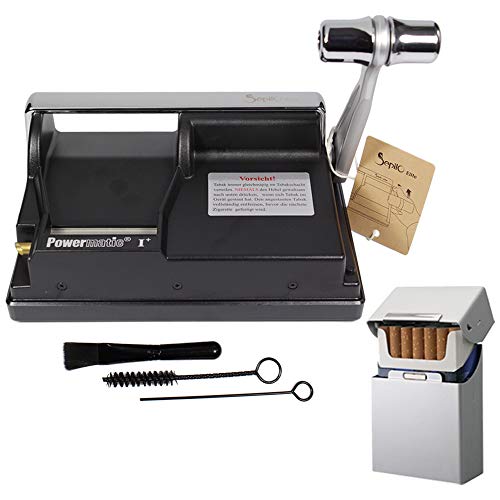 Sepilo Powermatic 1 Plus Elite Zigarettenstopfmaschine inkl. 1x Alu Zigarettenbox Stopfmaschine der Extraklasse inkl. Zubehör Zigarettenstopfer I Zigarettenmaschine (Silber) von Sepilo