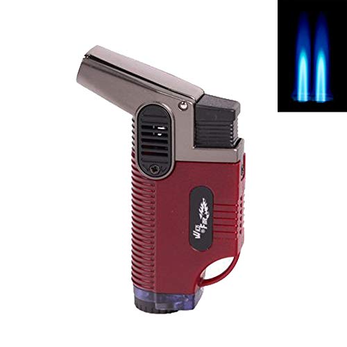 Sepilo Sturmfeuerzeug DUALJET 2-Fach Jetflamme Turbo Feuerzeug Torch Flamme Outdoor geeignet mit automatisch öffnender Abdeckung (Rot) von Sepilo