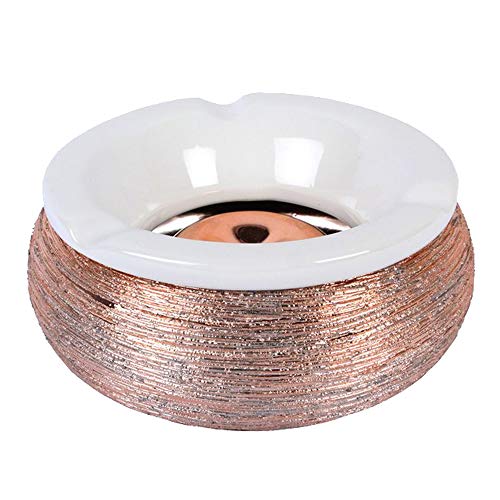 Sepilo Windaschenbecher Windascher Gross aus Keramik rund 15cm Durchmesser Struktur metallisch glänzend Aschenbecher für Innen und Außen (Kupfer) von Sepilo