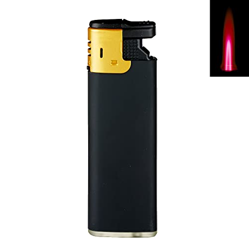 Turbo Feuerzeug Sturmfeuerzeug Black Rubber Gold Cap Rote Turboflamme windfest Gas Turbofeuerzeug angenehm seidig gummierte Oberfläche und Schutzkappe (1) von Sepilo