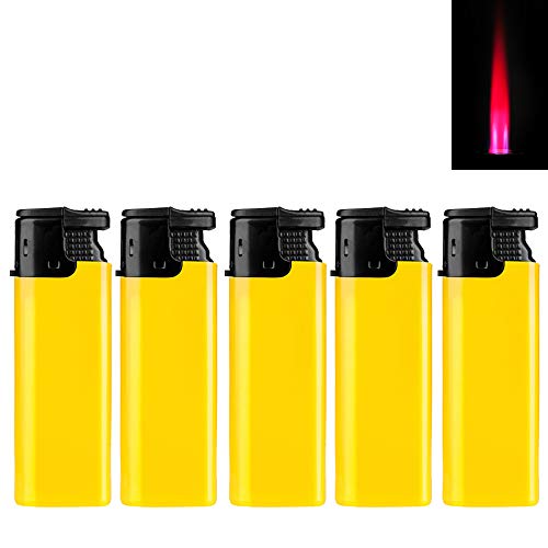 Turbofeuerzeug Sturmfeuerzeug Calidas Rote Turbo Flamme Gas Feuerzeug wiederbefüllbar Windproof (Gelb - 5 Feuerzeuge) von Sepilo