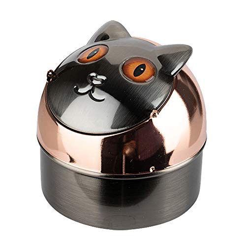 Windaschenbecher CAT Kippaschenbecher Katzen Aschenbecher für Innen und Außen Metall Windascher Kippascher (Amy) von Sepilo