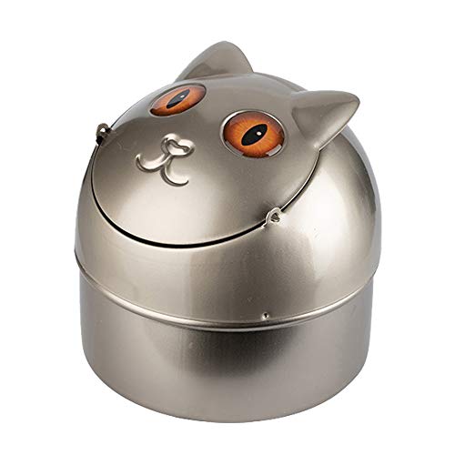 Windaschenbecher CAT Kippaschenbecher Katzen Aschenbecher für Innen und Außen Metall Windascher Kippascher (Dan) von Sepilo