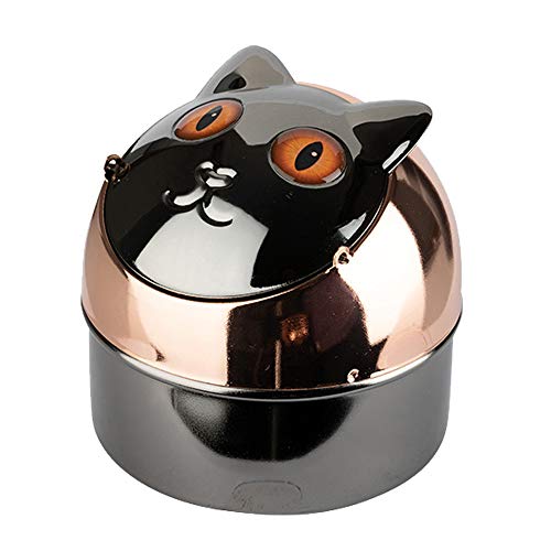 Windaschenbecher Cat Kippaschenbecher Aschenbecher Katze für Innen und Außen Metall Windascher Klappaschenbecher Kippascher (Bert) von Sepilo