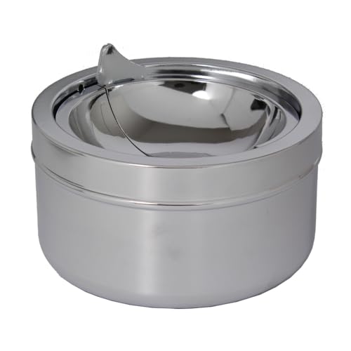 Windaschenbecher Kippaschenbecher Aschenbecher für innen und außen Metall Windascher Kippascher mit 2 Klappdeckel Hälften (CHROM/CHROM) von Sepilo