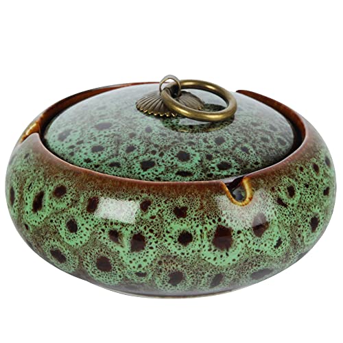 Windaschenbecher Oriental 10,5cm Durchmesser Keramik Rund glatte Oberfläche Aschenbecher für Innen und Außen Windascher (Mint) von Sepilo