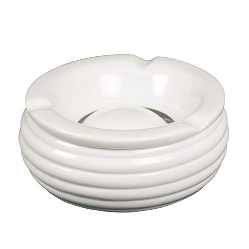 Windaschenbecher XXL 15cm Durchmesser Keramik Weiss oder Schwarz Rund mit Rillen Aschenbecher für Innen und Außen Windascher (Weiss) von Sepilo