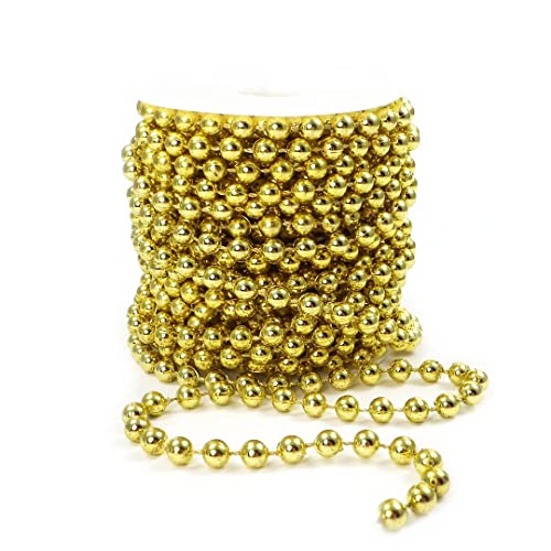 Perlenband Perlenkette Baumschmuck Weihnachsbaum Perlengirlande Perlenschnur Weihnachten Advent Hochzeit Deko Tischdeko Meterware 10 Meter gold (S-P6-03-gold-10m) (0,9€/m) von Sepkina