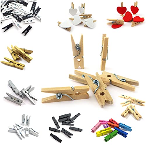 Sepkina 100 Mini Holzklammern Wäscheklammern Zierklammern Fotoklammern Dekoklammern Klammern Holz Deko Clips braun Natur (Natur, 2,5cm / 25mm) von Sepkina