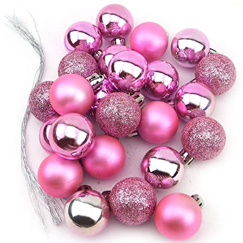 Sepkina 24 kleine Mini Dekokugeln Weihnachtskugeln Kugeln Weihnachten matt glänzend glitzernd 3cm Rosa (Rosa) von Sepkina