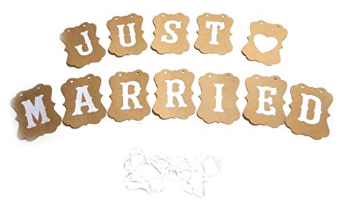 Just married Girlande Love Vintage Rustikal mit weissem Schriftzug Hochzeitskette (Classic) von Sepkina