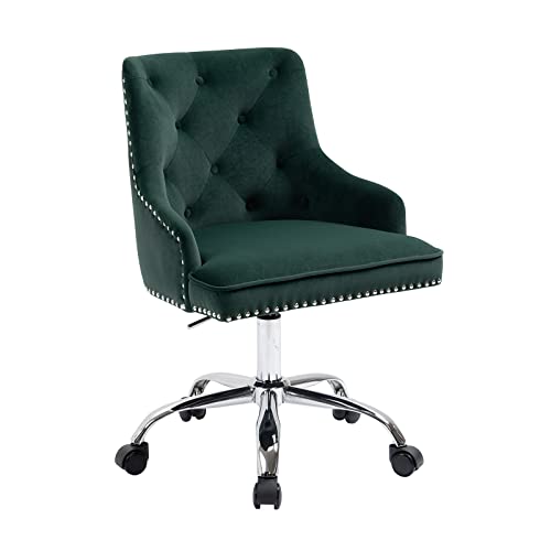 Sepnine Home Samt Bürostuhl Tufted Computer Schreibtisch Stuhl Swivel Einstellbare Akzent Vanity Stuhl mit Armen Nailhead Trim für Schlafzimmer von Sepnine