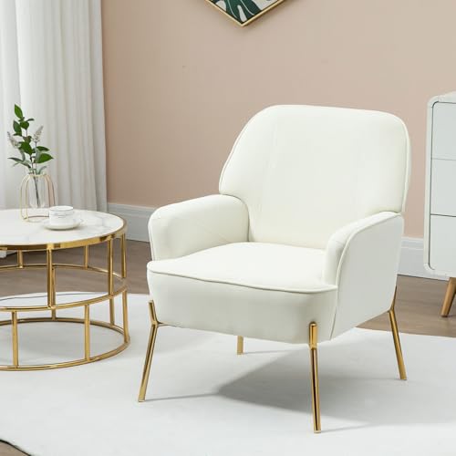 Sepnine Modern Wohnzimmer Sessel Samt Lounge Sessel für Wohnzimmer und Schlafzimmer Sofa Stuhl bis 135 kg Weiß von Sepnine