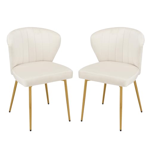Sepnine® Esszimmerstühle Samt 2er Set, Moderner Küchenstuhl, Polsterstuhl Esszimmer, Ergonomischer Essstuhl mit goldenen Beinen für Wohnzimmer, Schlafzimmer, Küche (Beige) von Sepnine