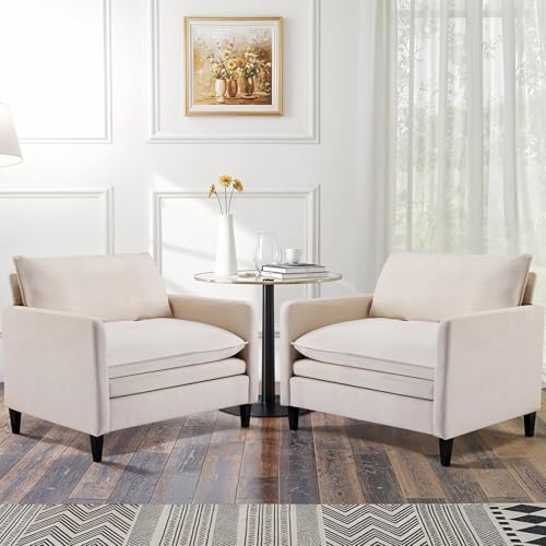 Sepnine 2er Set Kleines Sofa 1 Sitzer, 87 cm kleine Couch 1 Sitzer, Sofa klein mit 53CM tiefen Sitzen, Mini-Loungesofa Wohnzimmer, Sofas & Couches, Bequemer Mini Couch, Beige von Sepnine