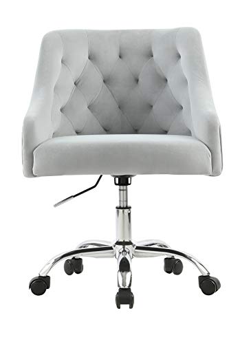 Sepnine Bürostuhl aus Samt, höhenverstellbarer Drehstuhl mit ergonomischer Rückenlehne und gepolstertem Sitz, Metallgestell, ideal als Schreibtischstuhl, Schminktischstuhl oder für Home-Office (Grau) von Sepnine