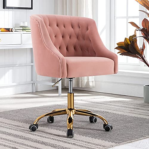 Sepnine BüRostüHle HöHenverstellbarer Drehbarer Schlafzimmer Stuhl Ergonomischer Schreibtischstuhl Aus Samtgewebe (Rosa) von Sepnine