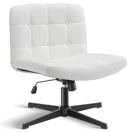 Sepnine Bürostuhl ohne Armlehnen,Höhenverstellbar PU Schreibtischstuhl,Wippfunktion,Gekreuzten Komfortable Drehstuhl,Ergonomischer Schminkstuhl,360° Schneidersitz Computerstuhl,Belastbar 135kg von Sepnine
