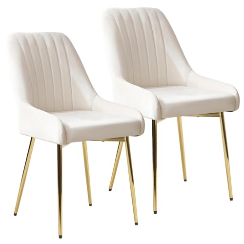 Sepnine Esszimmerstühle 2er Set, Essstuhl, Polsterstuhl mit goldenen Metallbeinen, Samt Küchenstuhl, komfortabler Esszimmermöbel, ergonomische Dining Chairs von Sepnine