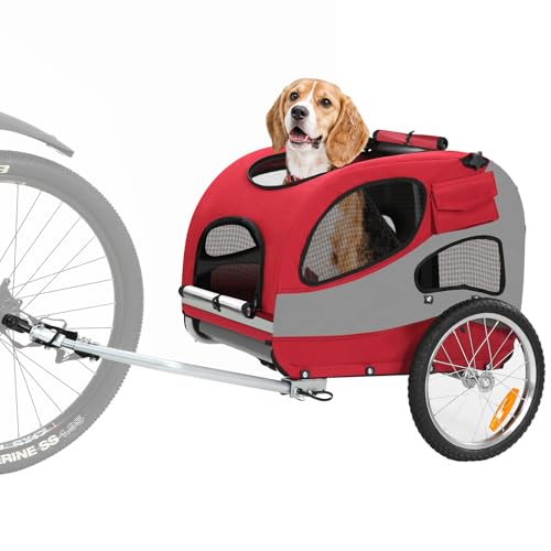 SEPNINE® Fahrradanhänger für Hunde, Hundeanhänger für Fahrrad - faltbar, mit Sicherheitsreflektoren, Aufbewahrungstasche, eingebauten Polstern und Sicherheitsseilen, maximale Tragfähigkeit 30 kg SEPNINE® Fahrradanhänger für Hunde, Hundeanhänger für Fahrrad - faltbar, mit Sicherheitsreflektoren, Aufbewahrungstasche, eingebauten Polstern und Sicherheitsseilen, maximale Tragfähigkeit 30 kg von Sepnine