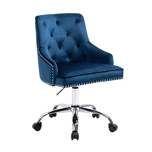 Sepnine Home Samt Bürostuhl Tufted Computer Schreibtisch Stuhl Swivel Einstellbare Akzent Vanity Stuhl mit Armen Nailhead Trim für Schlafzimmer von Sepnine