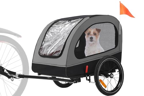 Sepnine Hundeanhänger für Fahrrad,Fahrradanhänger Hunde,Mit Reflektor und Bremse,600D Oxford Canvas Geschützt vor Regen,Maximale Belastung 40kg von Sepnine