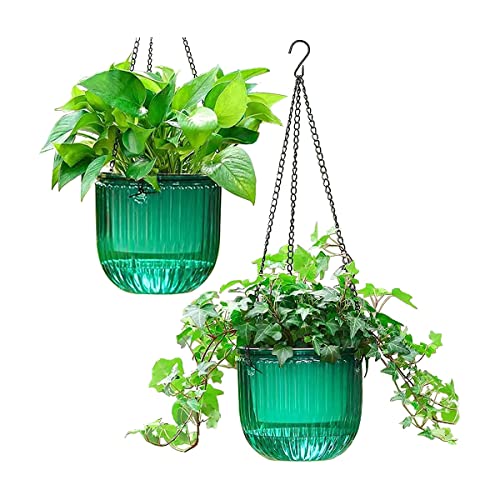 Seprendi 2Er-Pack Selbstbew?Ssernde Pflanzgef??E, H?Ngende Blument?Pfe f¨¹r Den Innenbereich, 6,5-Blumentopfkorb zum Aufh?Ngen f¨¹r Den Au?Enbereich (Smaragd) von Seprendi