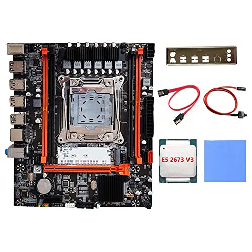 Seprendi X99H Motherboard + E5 2673 V3 CPU + + Switch-Kabel + SATA-Kabel + Schallwand LGA2011-V3 DDR3X4 RAM Slot M.2 NVME PCI-E X16 von Seprendi