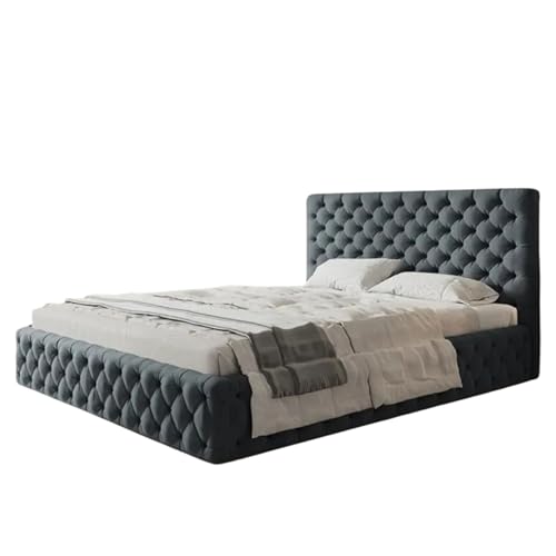 SeproMeble Polsterbett SIM 8 mit Kopfteil, 120 x 200 cm, Doppelbett mit Bettkasten und Lattenrost aus Holz, Velourstoff, Farbe: Dunkelgrau SeproMeble Polsterbett SIM 8 mit Kopfteil, 120 x 200 cm, Doppelbett mit Bettkasten und Lattenrost aus Holz, Velourstoff, Farbe: Dunkelgrau von SeproMeble