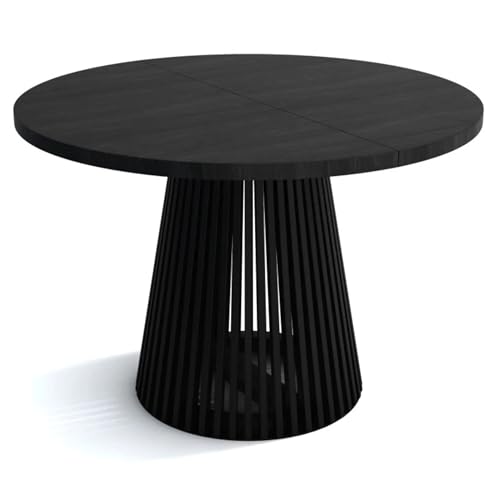 SeproMeble Runder Esszimmertisch DUSTO, ausziehbarer Tisch Durchmesser:100 cm bis 200 cm, Wohnzimmertisch Farbe: Schwarz, mit Holzbeinen in Farbe Schwarz SeproMeble Runder Esszimmertisch DUSTO, ausziehbarer Tisch Durchmesser:100 cm bis 200 cm, Wohnzimmertisch Farbe: Schwarz, mit Holzbeinen in Farbe Schwarz von SeproMeble