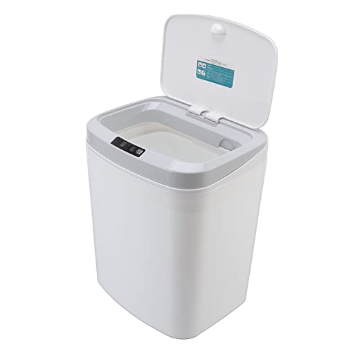 16L Smart Mülleimer, 3 Modi Stereo Dual Mode Induktions Mülleimer, Tastensteuerung Bewegungssensor Mülleimer, Leiser Eingebauter Müllbeutel Organizer für Küche, Schlafzimmer, Wohnzimmer(Weiß) von Septpenta