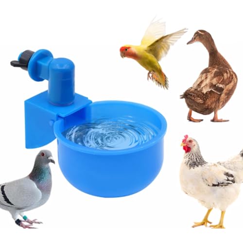 2 Teiliger Automatischer Hühner Wasserbecher, Automatischer Hühner Futterspender und Trinker Kit, G1/8 Hühner Wasserspender für Tierfarmen, Geflügelfarmen, Tauben, Vögel (Blau) von Septpenta