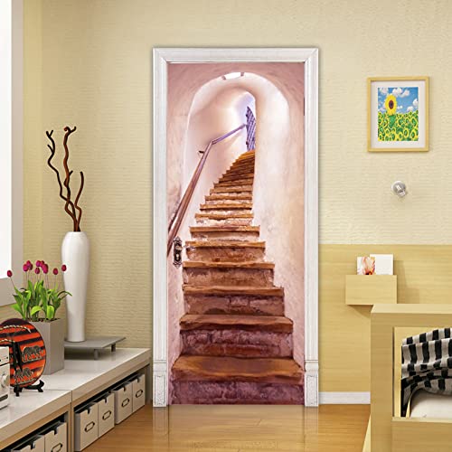 3D Türaufkleber, Selbstklebend Türtapete, Muster Der Treppe, Wasser und Ölbeständig, PVC Abnehmbar Türposter Stickers für Private und Geschäftliche Innenräume(77x200cm) von Septpenta