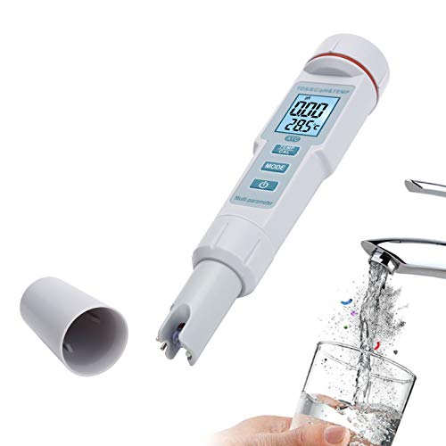 4 in 1 Wasserqualitätstester, Multifunktionales Salzgehaltsmessgerät mit Digitalanzeige, Schnelle Messgeschwindigkeit, Hervorragende Verarbeitung, PH Messgerät für Trinkwasser von Septpenta