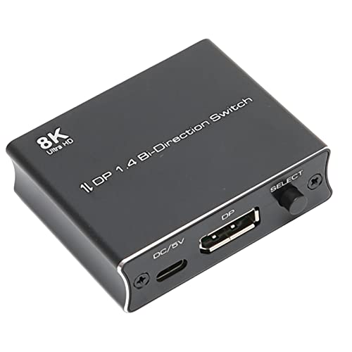 8K Displayport 1.4 2 Wege Schalter, Unterstützt 30 Hz 8K, 120 Hz 4K, 240 Hz 1080P Bidirektionaler DP 1.4 Umschalter 1 in 2 Out Oder 2 in 1 Out, Plug and Play für PS4 TV Box Spielekonsole von Septpenta