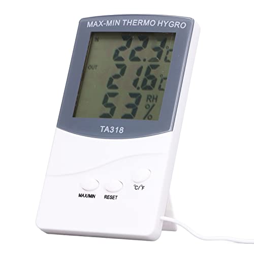 Indoor Outdoor Digital Thermometer mit Sonde, Einstellung Celsius oder Fahrenheit, mit Loch und Einem Stand Kann Wand oder Tisch, Großer Bildschirm Temperatur Luftfeuchtigkeit Meter Verwenden von Septpenta