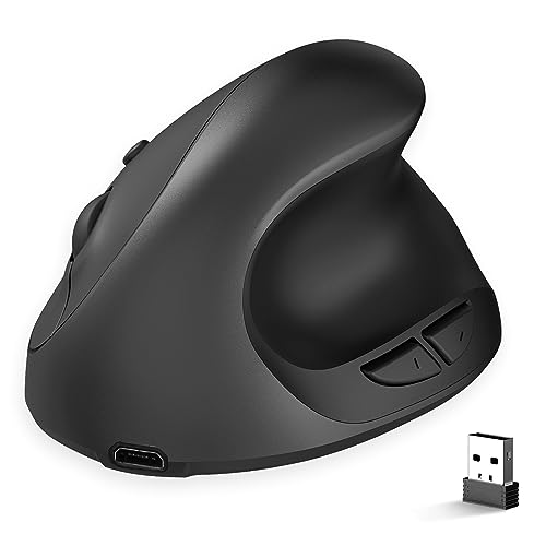 Kabellose Vertikale Maus, 2.4 G,Ergonomische Maus, 6 Tasten, mit 3 Einstellbaren Dpi (800/1200/1600),4.1 X 3 X 2.4 Zoll, Vertikale Maus für Verschiedene Geräte, Pcs,Laptops, Desktops(Schwarz) von Septpenta