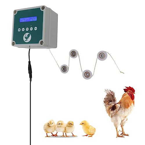 Septpenta Automatische Hühnerstall Türsteuerung, Lichterkennungsmodus, Hochauflösendes LED Display, Timer Modus und Manueller Modus, Geflügelstall Tür Aktuator Motor Kit für Huhn, Ente, Gans(EU) von Septpenta