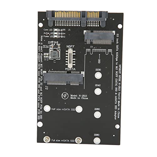 Septpenta M.2 auf SATA Konverter, Hochgeschwindigkeits Datenübertragung, 2 In 1 Adapterkarte, Plug and Play PCB Material, Unterstützt M.2 Oder MSata SSD auf SATA, für Computer von Septpenta