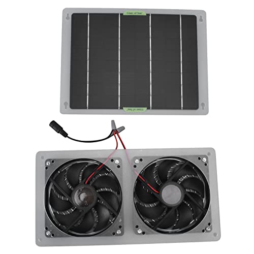 Solarpanel Lüfter Kit, 100W 12V Solar Lüfter für Den Außenbereich, Wasserdicht, Tragbarer Mini Ventilator mit Doppeltem Abluftventilator, Solarpanel Lüfter Kit für Wohnwagen Gewächshaus von Septpenta