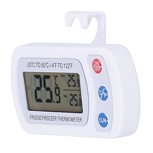 TS-BY53 Kühlschrank Thermometer, LCD Bildschirm Zeigt Direkt Maximal/Minimaltemperatur Hakenthermometer, IPX3 Wasserdichter Hängetyp 20~50℃ für Kühlschränke von Septpenta