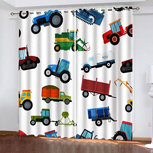 Gardinen Kinderzimmer Schlafzimmer B 140 X H 160 cm Traktor Technisches Fahrzeug Thermovorhang Verdunkelungsvorhang Modern Polyester Vorhänge 3D Gedruckt Kinder Farbe Blickdicht Ösenvorhang 2Er Set von Sepustas