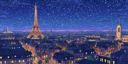 5D DIY Diamond Painting Kits for Adults, Eiffelturm Sternenhimmel Vollbohrer Diamant Bilder mit Zubehör für Anfänger, Strass Kristall Stickerei Leinwand Kinder Erwachsene Dekorationen 70x90cm C5 von Sepwougg